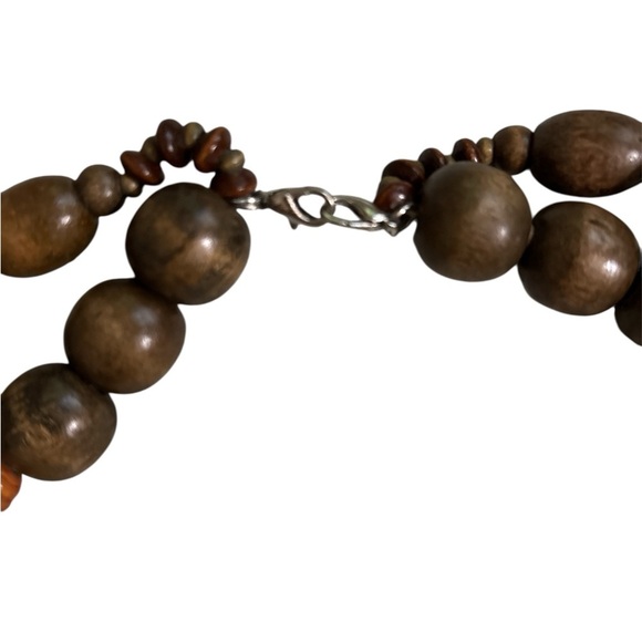 Bohemian Wood Bead Double Strand Necklace - Picture 5 of 6